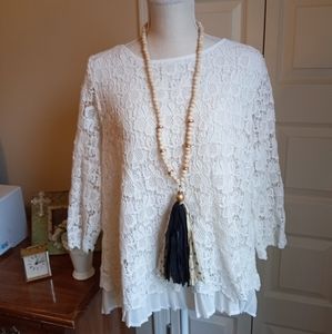 Keren Hart White Lace Top XL